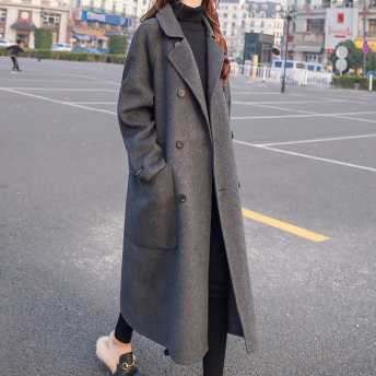 韓国の人気爆発!ファッション フェミニン ダブルブレスト アウター 新作 厚手 ロング コート